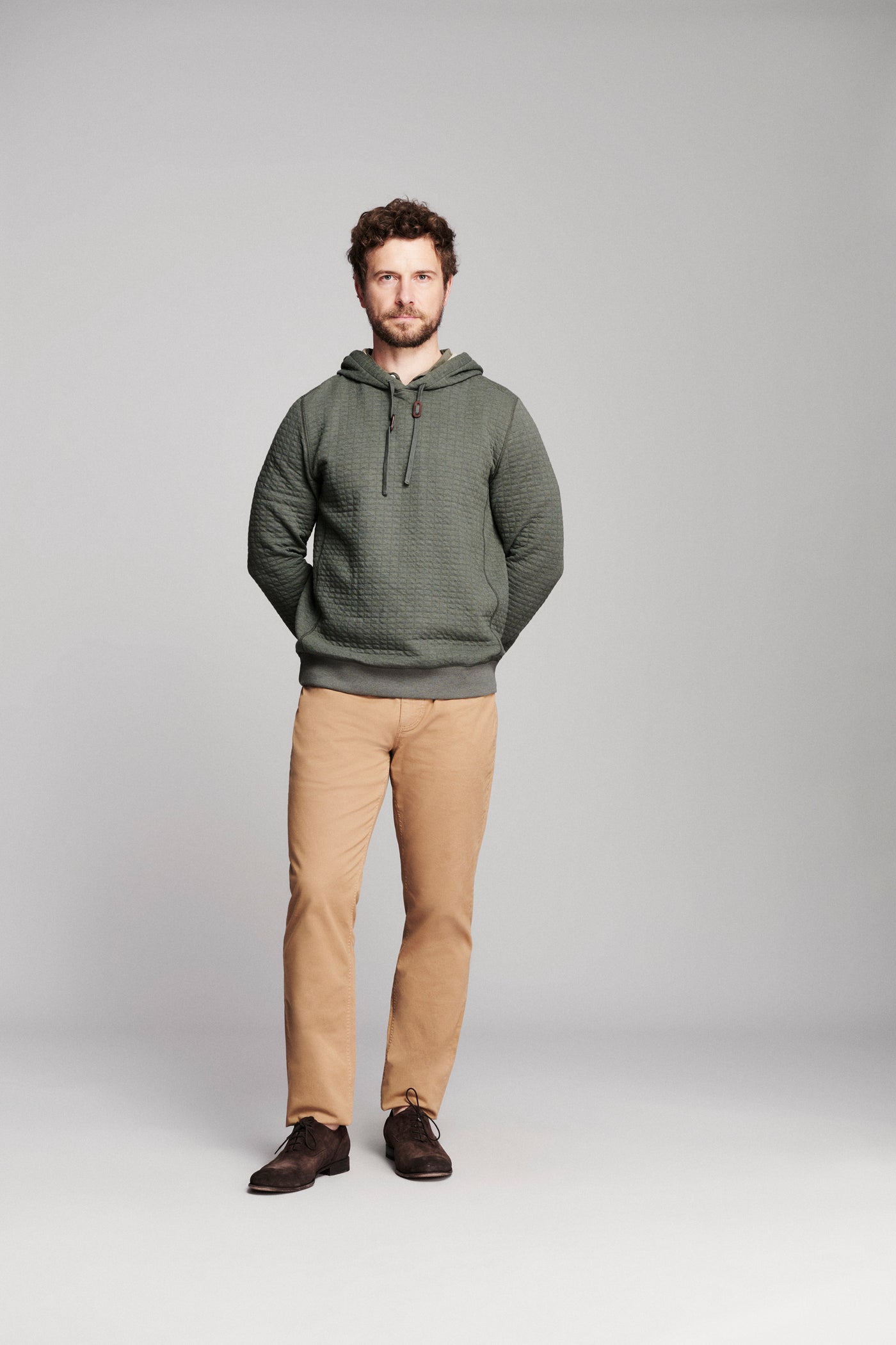 Box Quilt Hoodie Pullover