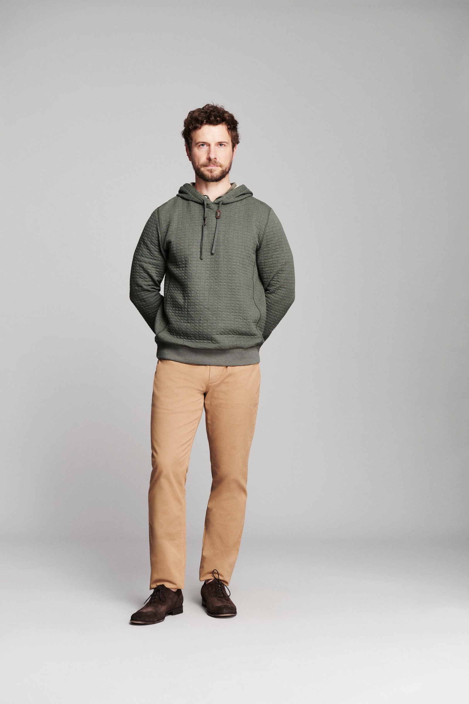 Box Quilt Hoodie Pullover