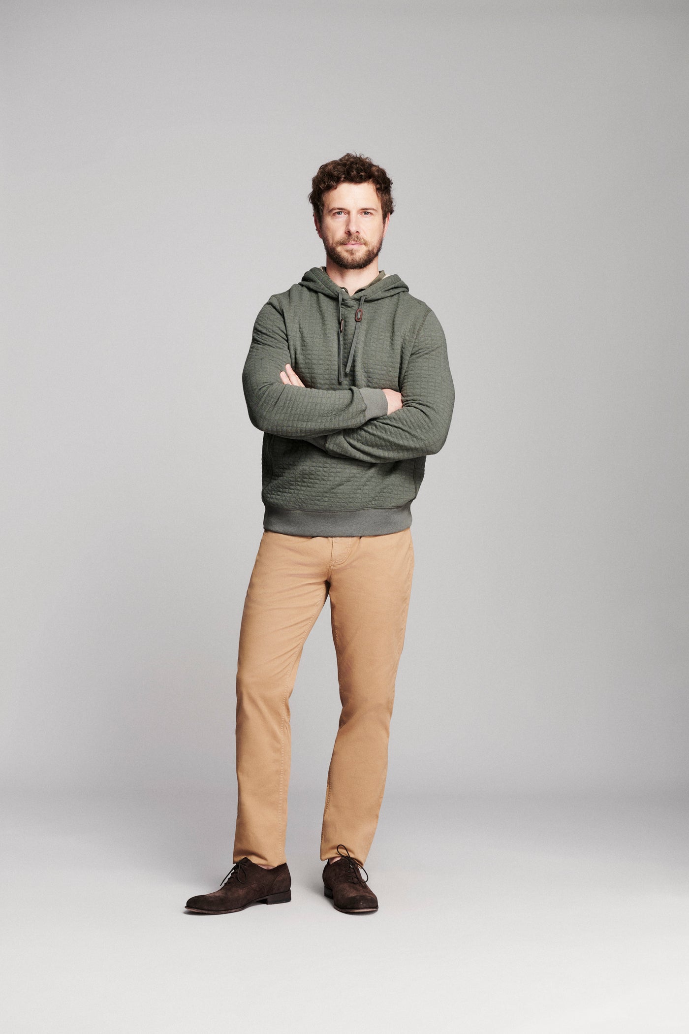 Box Quilt Hoodie Pullover