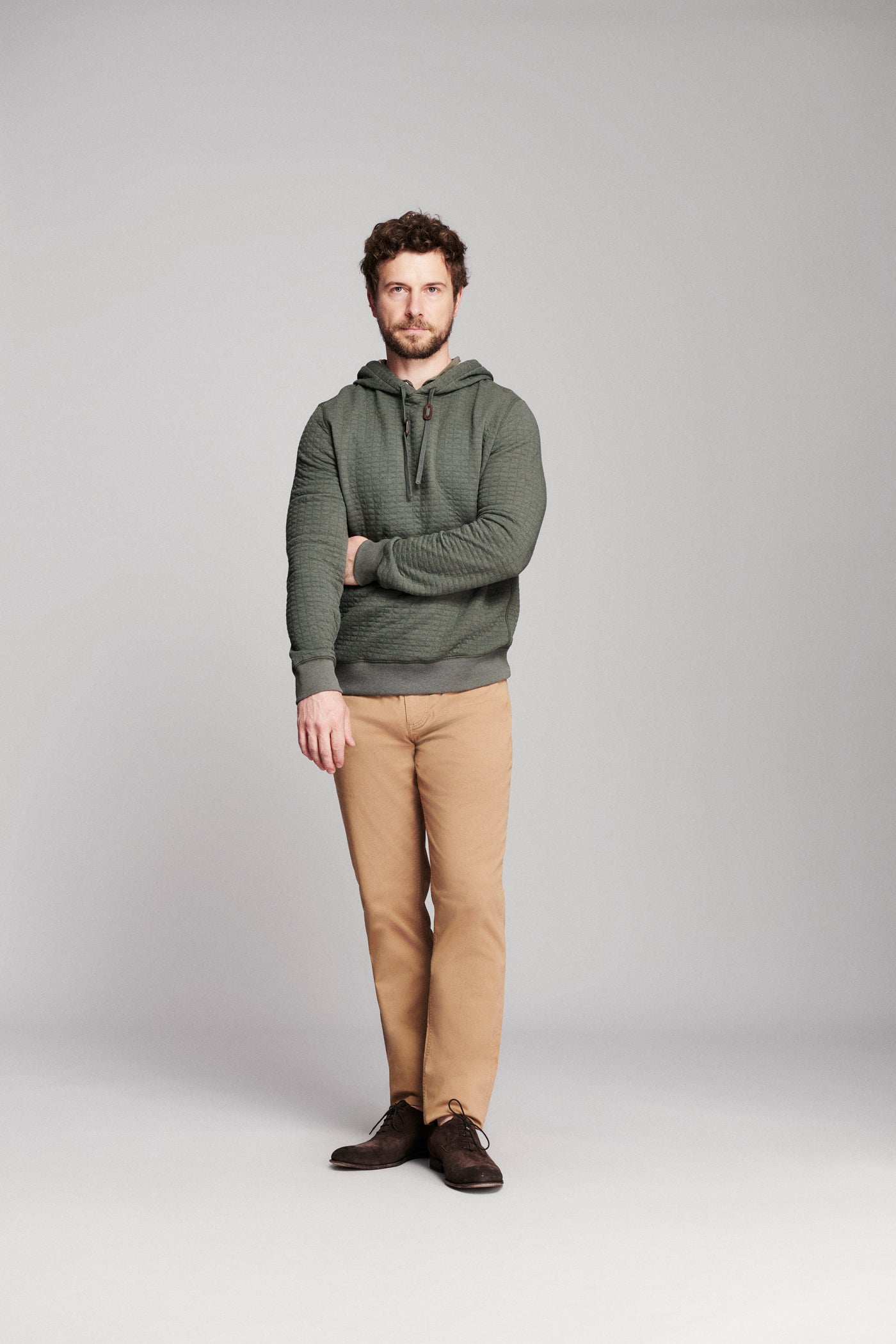 Box Quilt Hoodie Pullover
