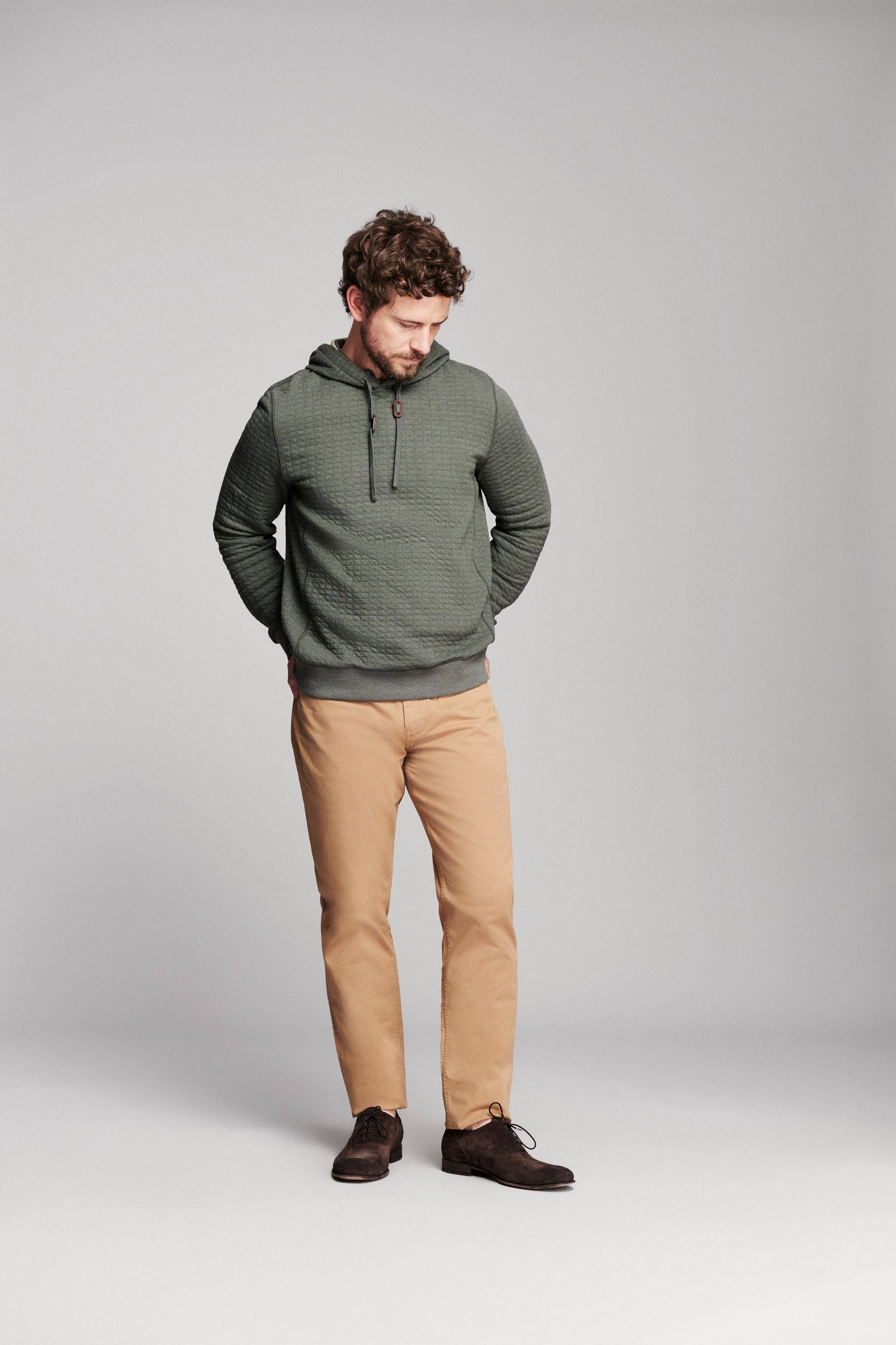 Box Quilt Hoodie Pullover