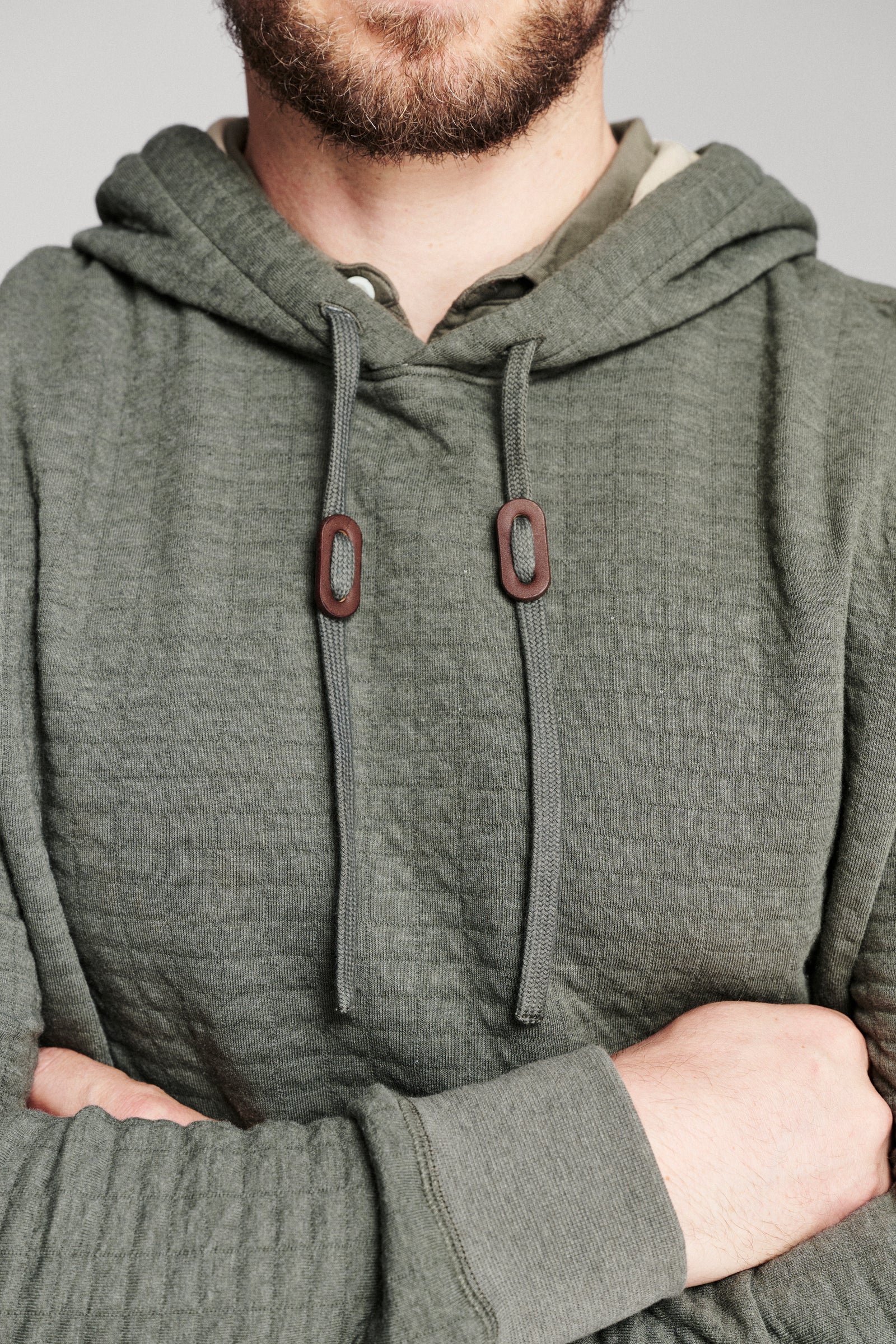 Box Quilt Hoodie Pullover