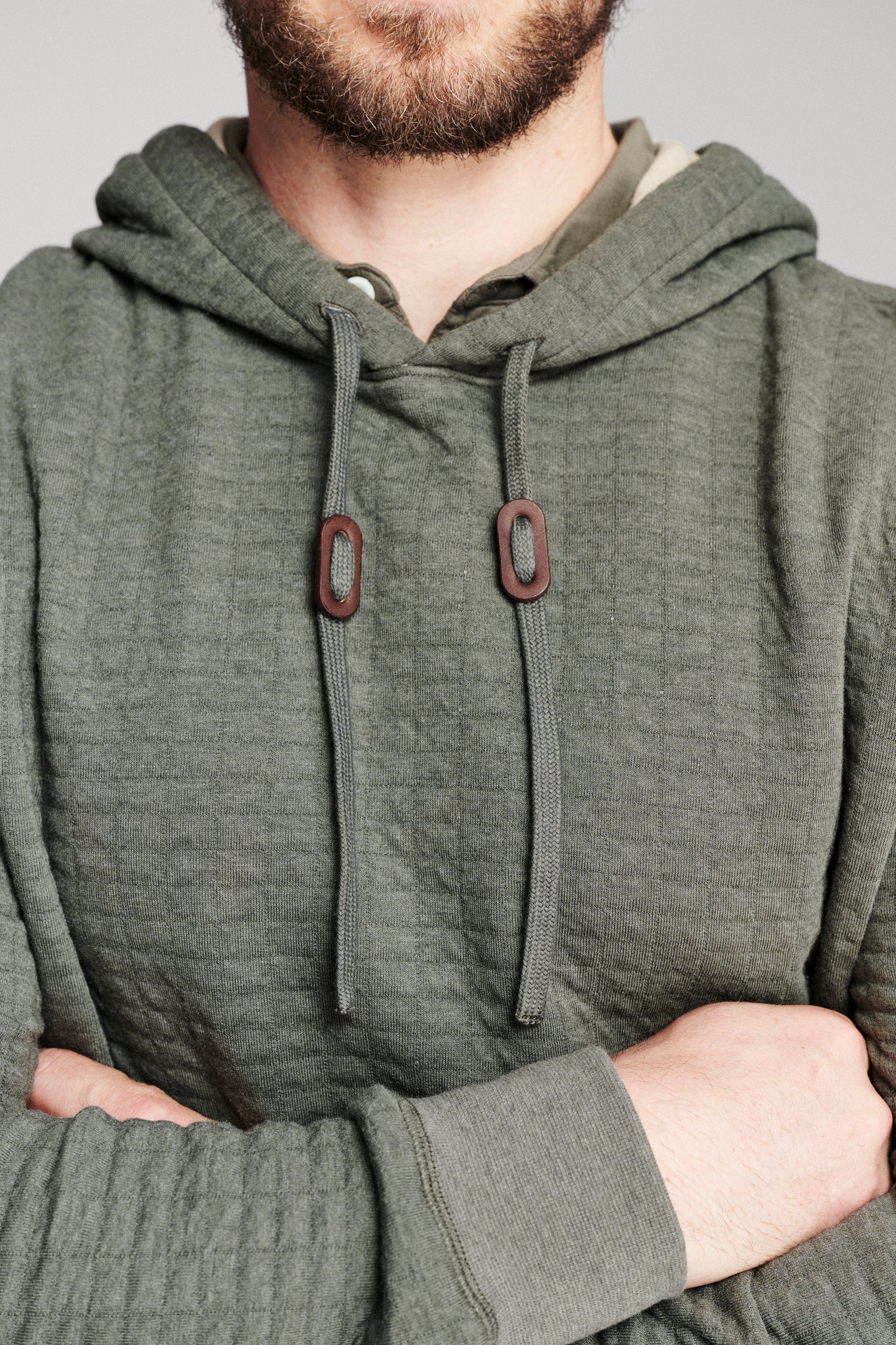 Box Quilt Hoodie Pullover