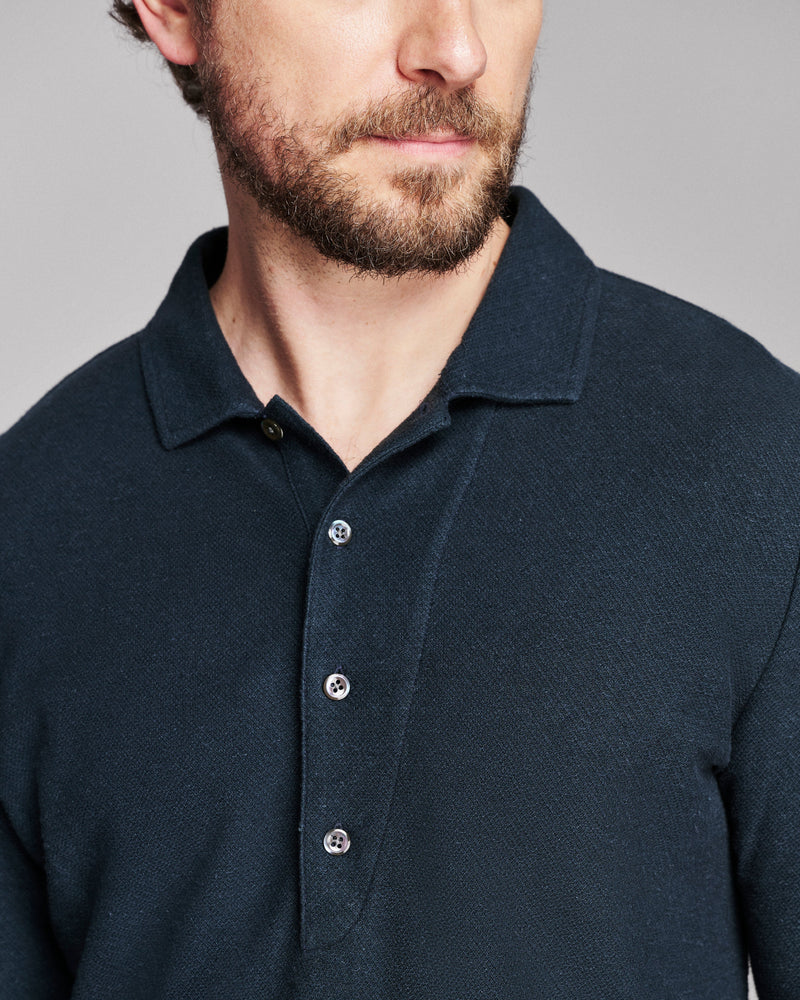 Long Sleeve Hemp Cotton Twill Polo
