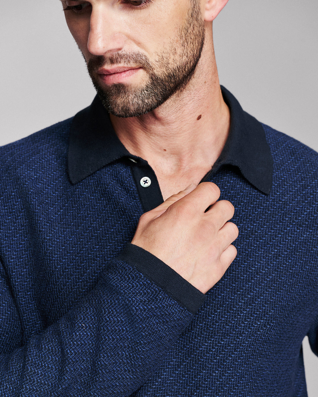 Step Jacquard Sweater Polo