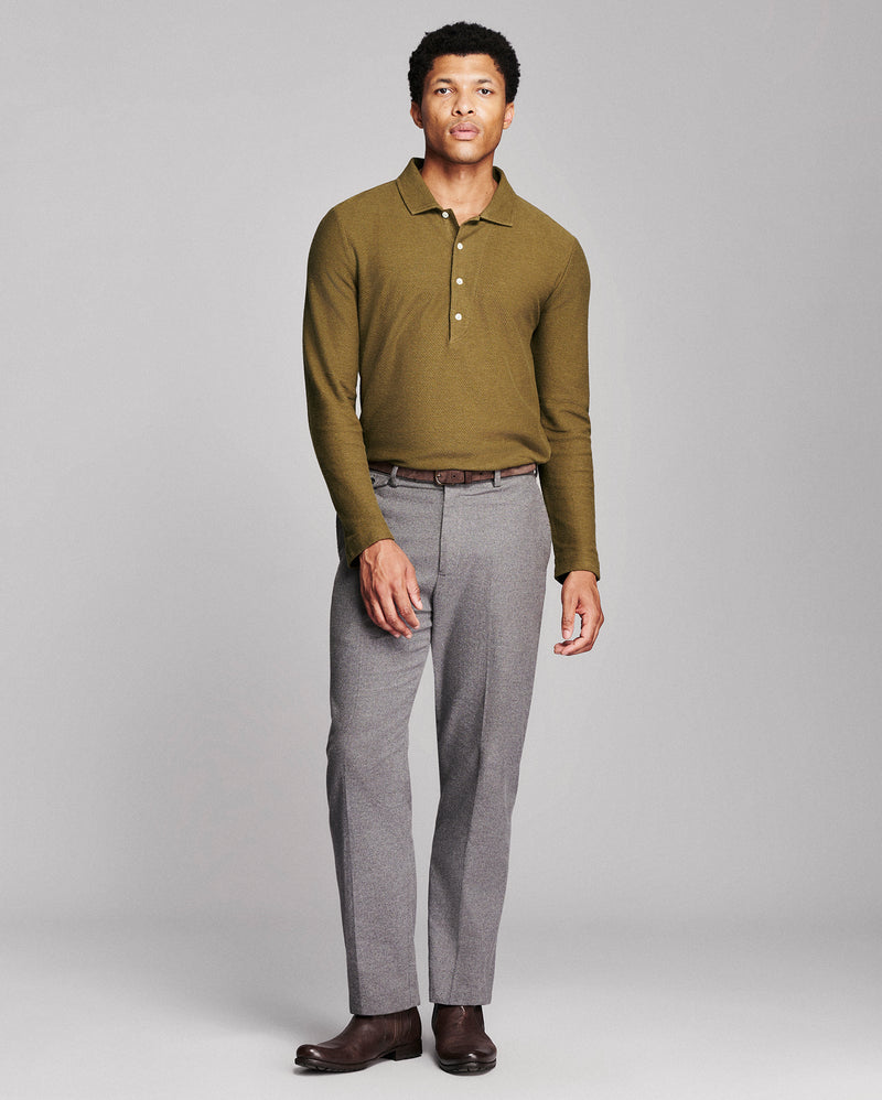 Long Sleeve Hemp Cotton Twill Polo