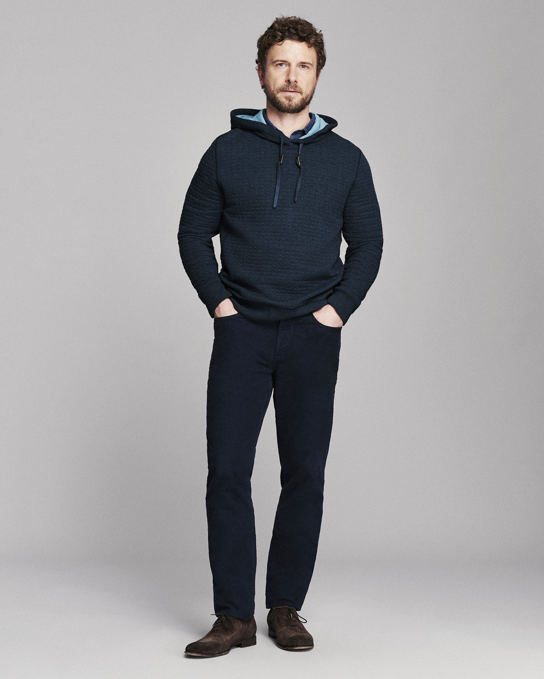 Box Quilt Hoodie Pullover