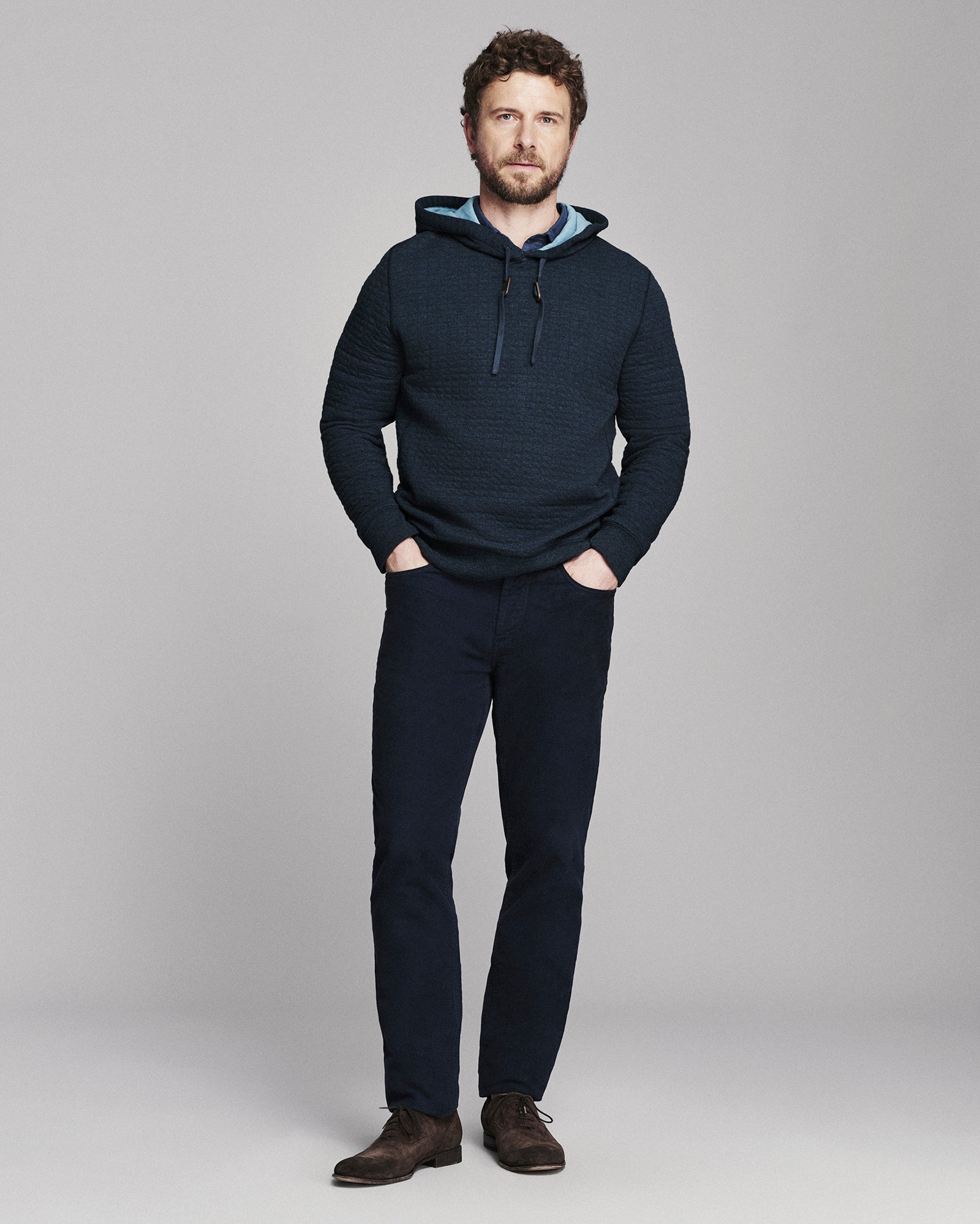Box Quilt Hoodie Pullover