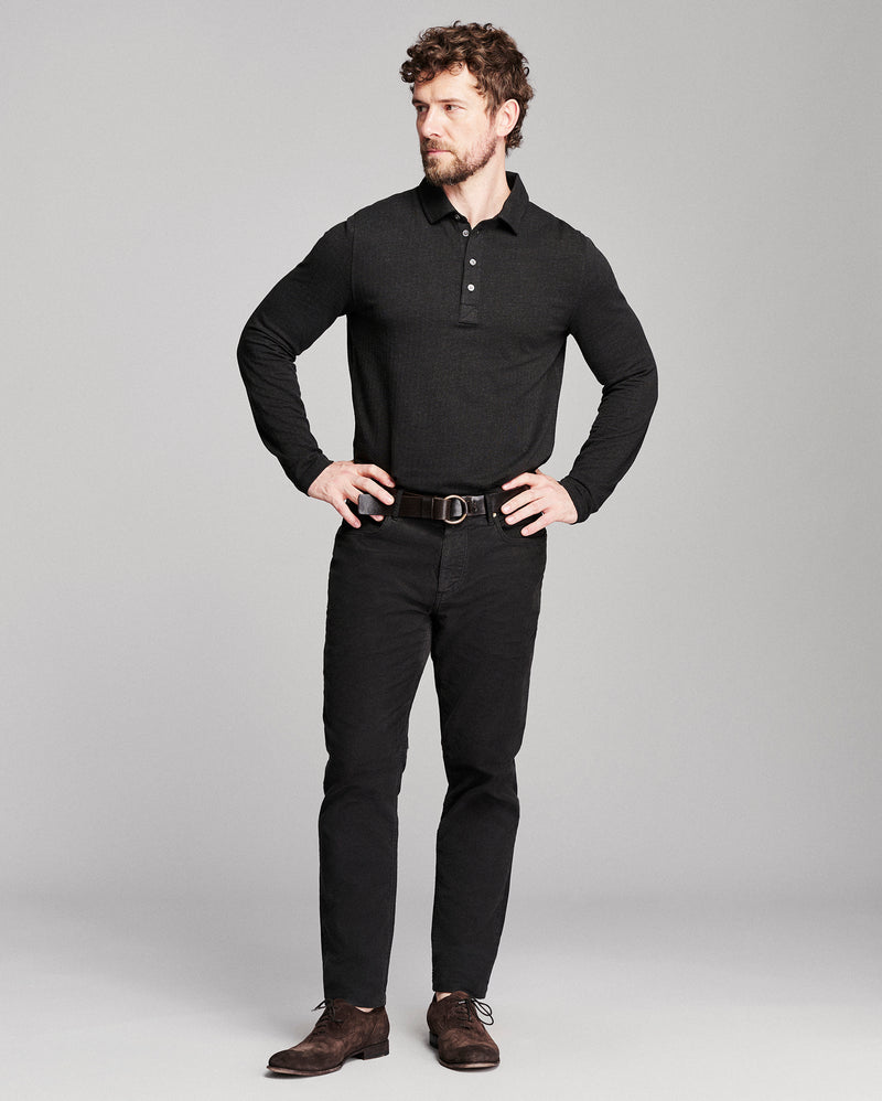 Long Sleeve Herringbone Polo