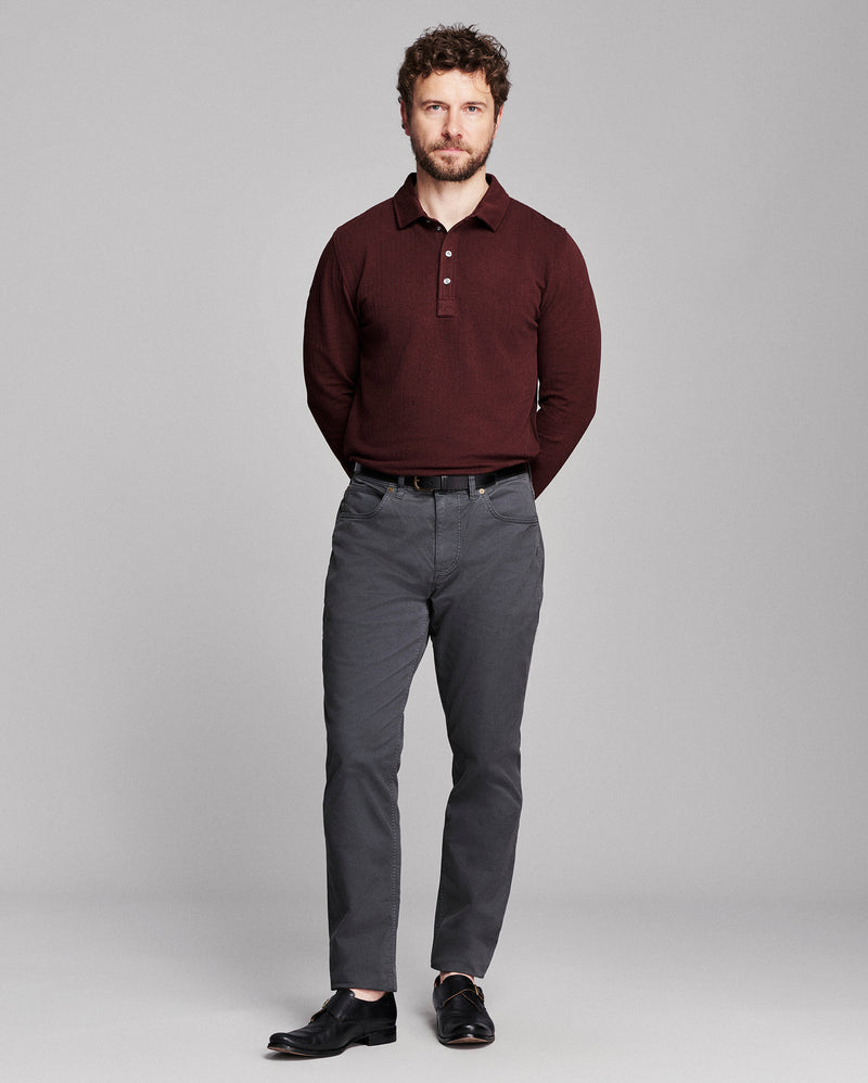 Long Sleeve Herringbone Polo