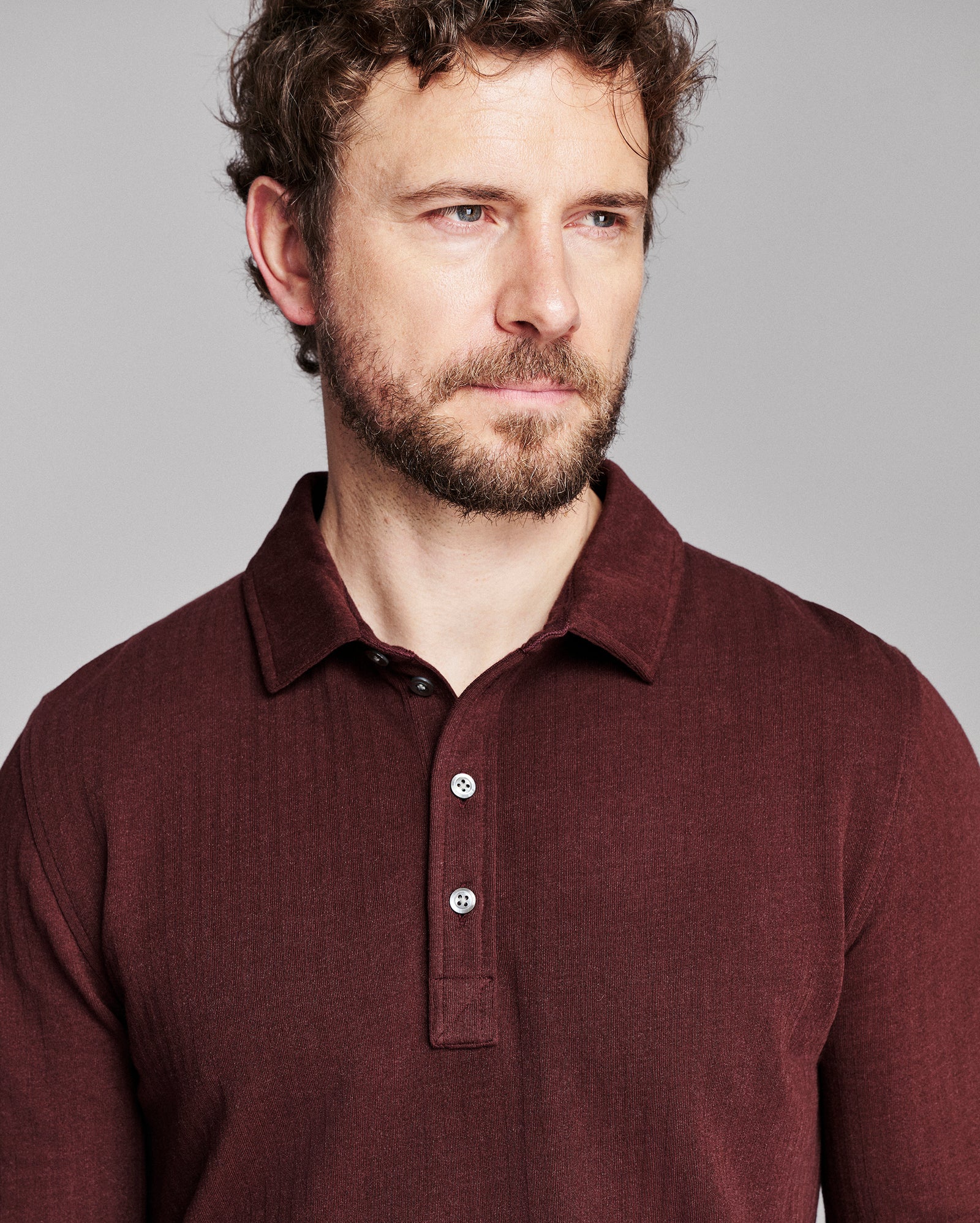 Long Sleeve Herringbone Polo