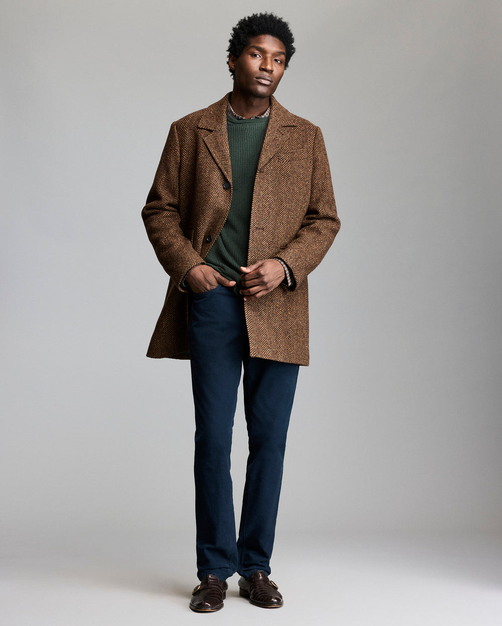 Model wears the coat.