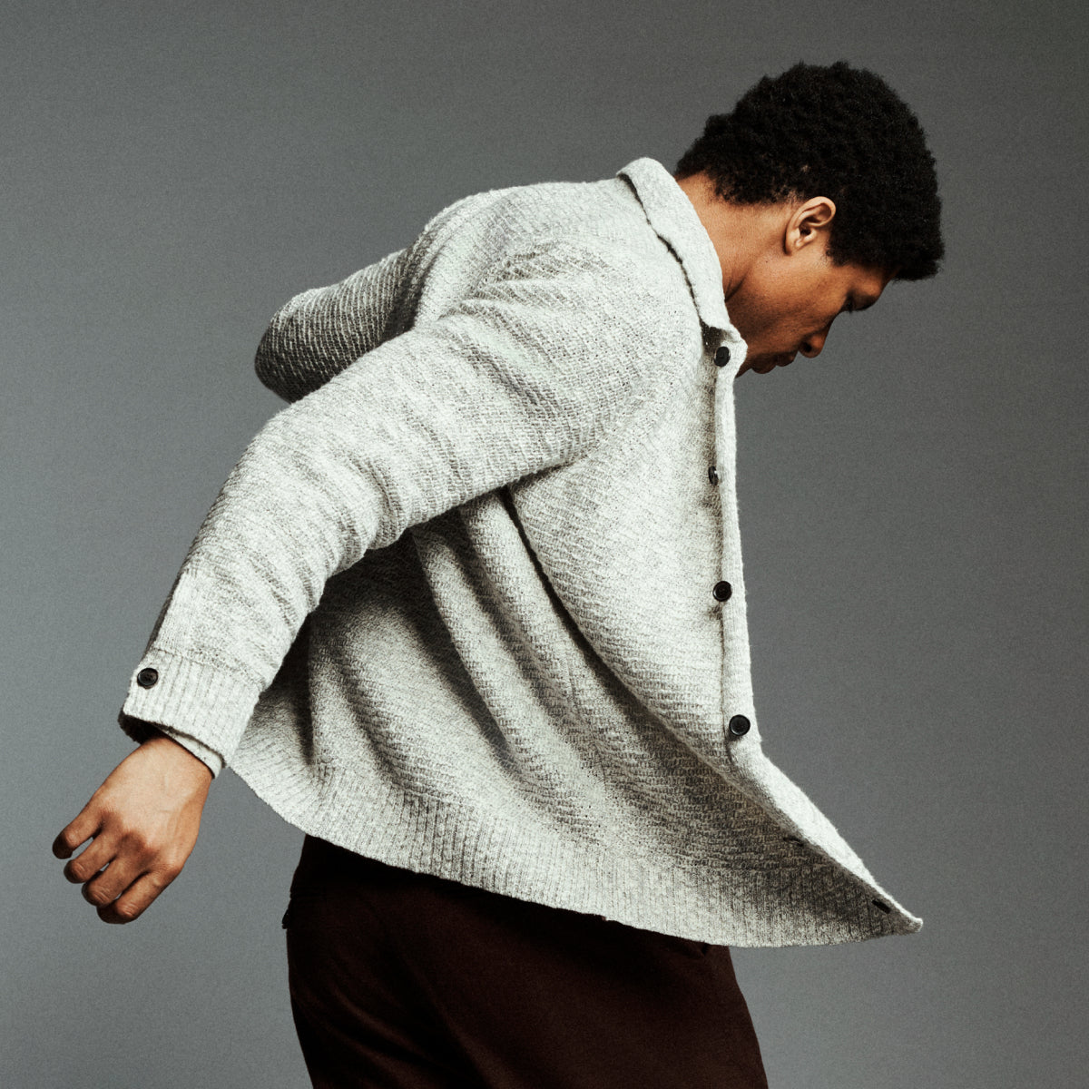 Model wears the lima ladder cardigan