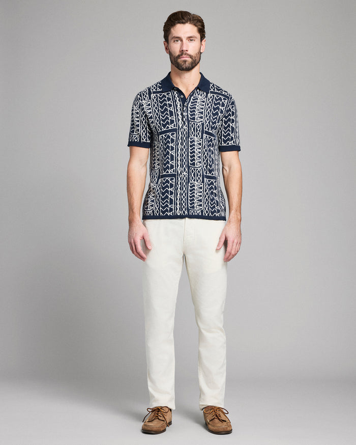 Geo Stitch Sweater Polo