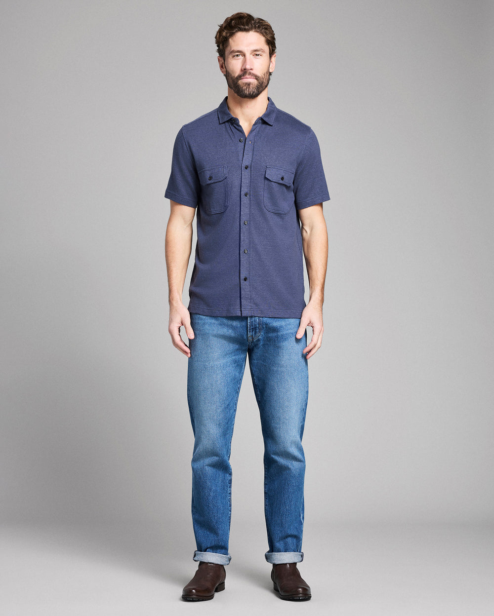 Short Sleeve Hemp Cotton Knit Shirt