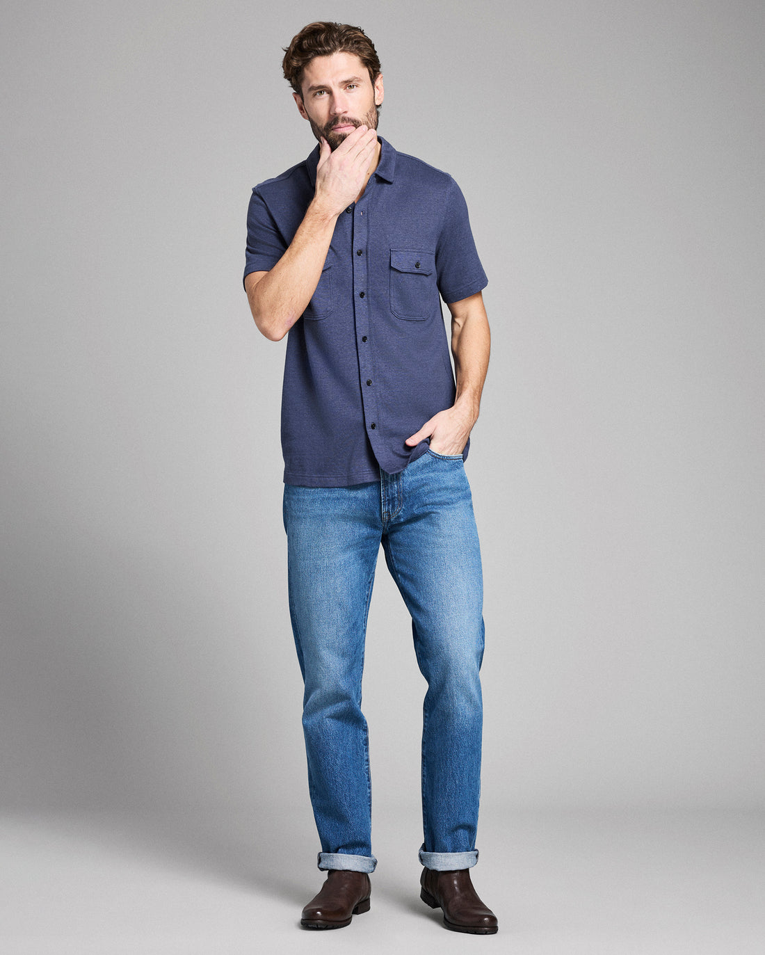 Short Sleeve Hemp Cotton Knit Shirt
