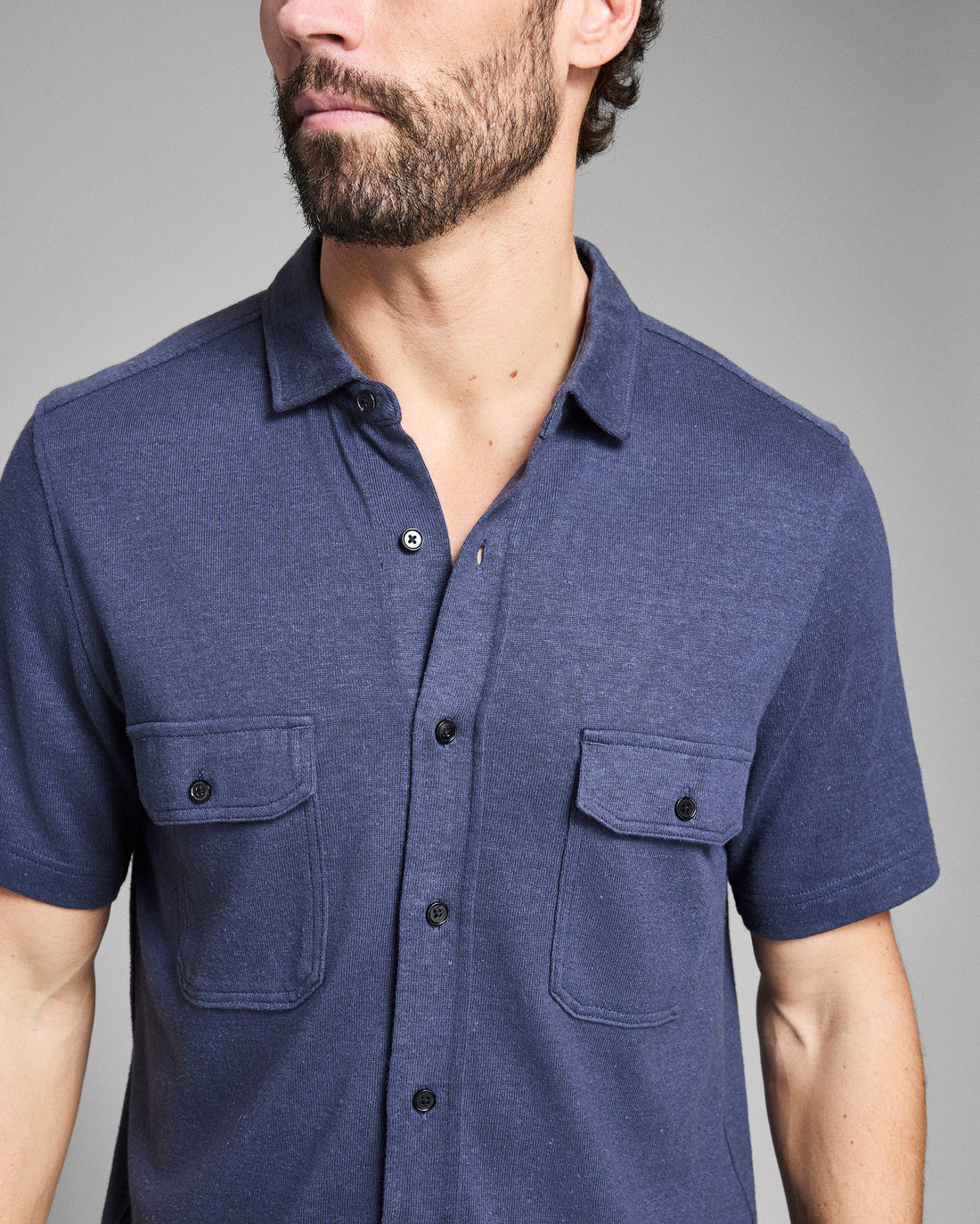 Short Sleeve Hemp Cotton Knit Shirt