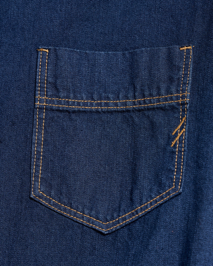 Shoals Denim Shirttail Dress in Double Dye