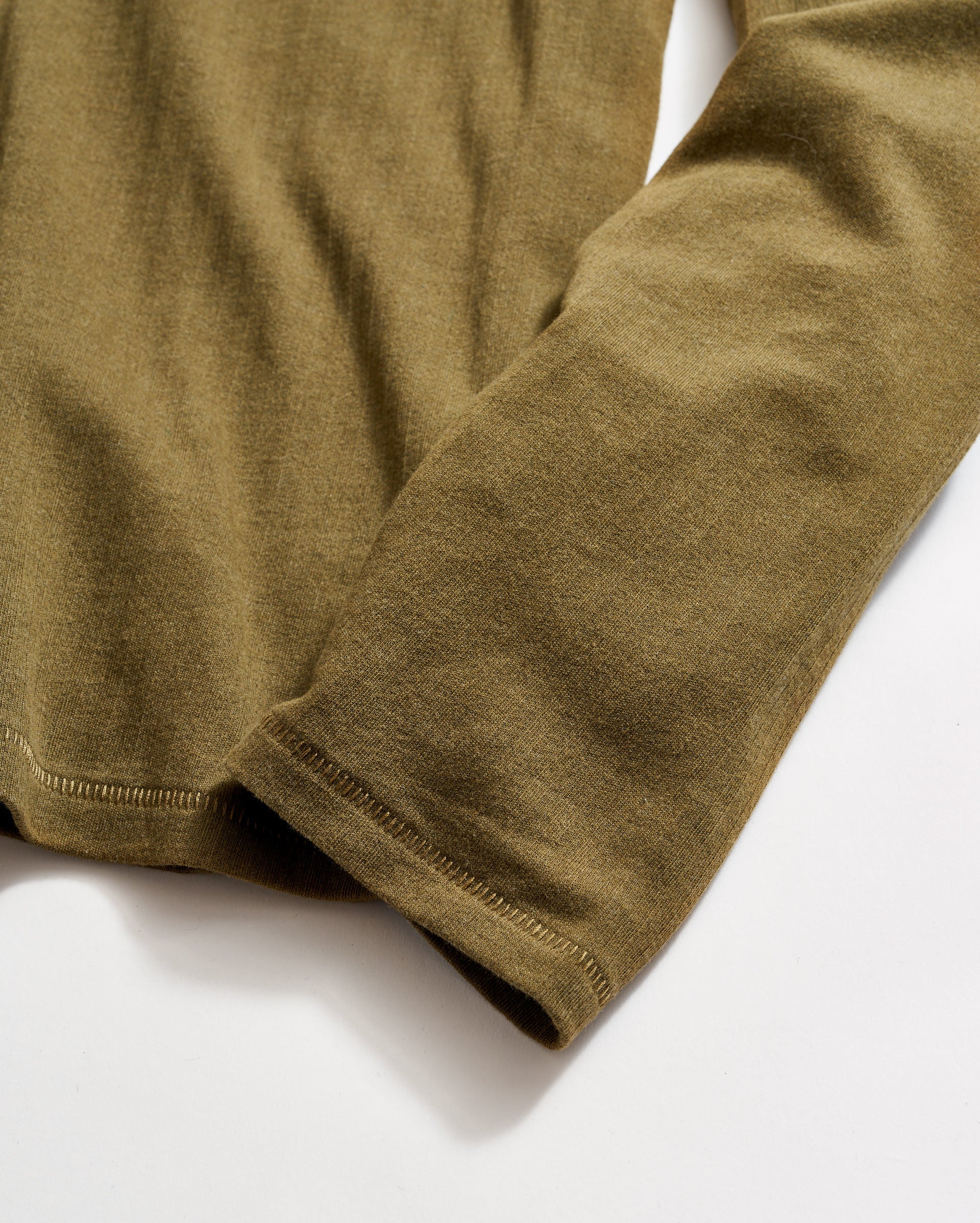 Long Sleeve Herringbone Polo in Olive