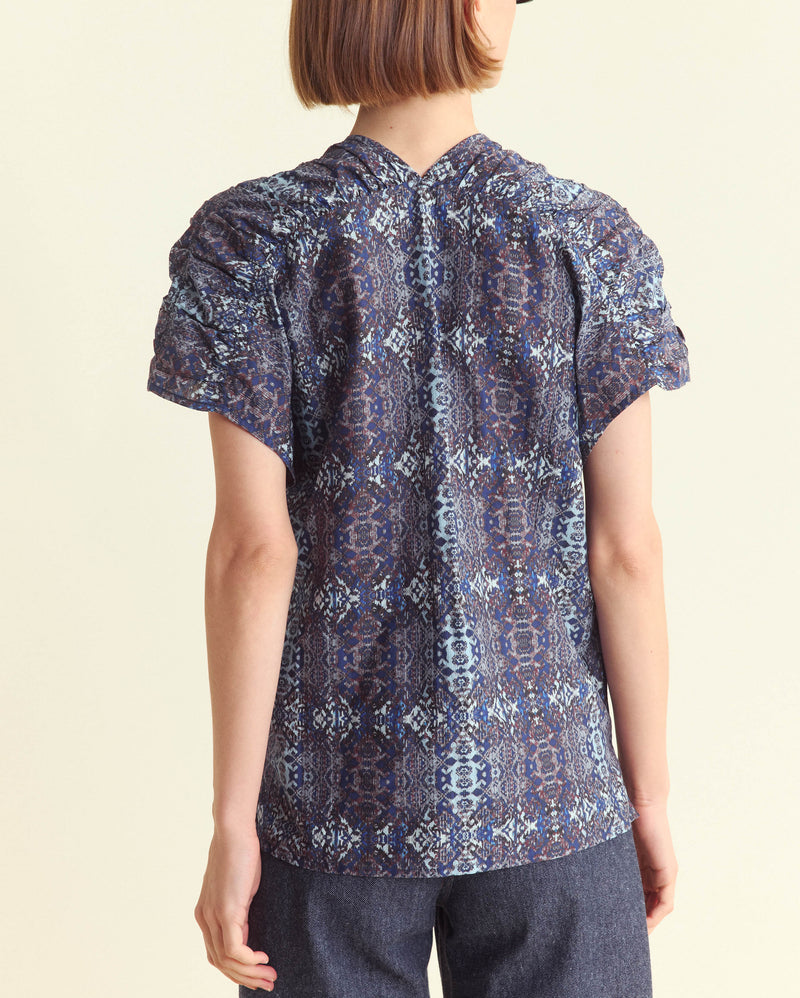 Printed Button Front Blouse