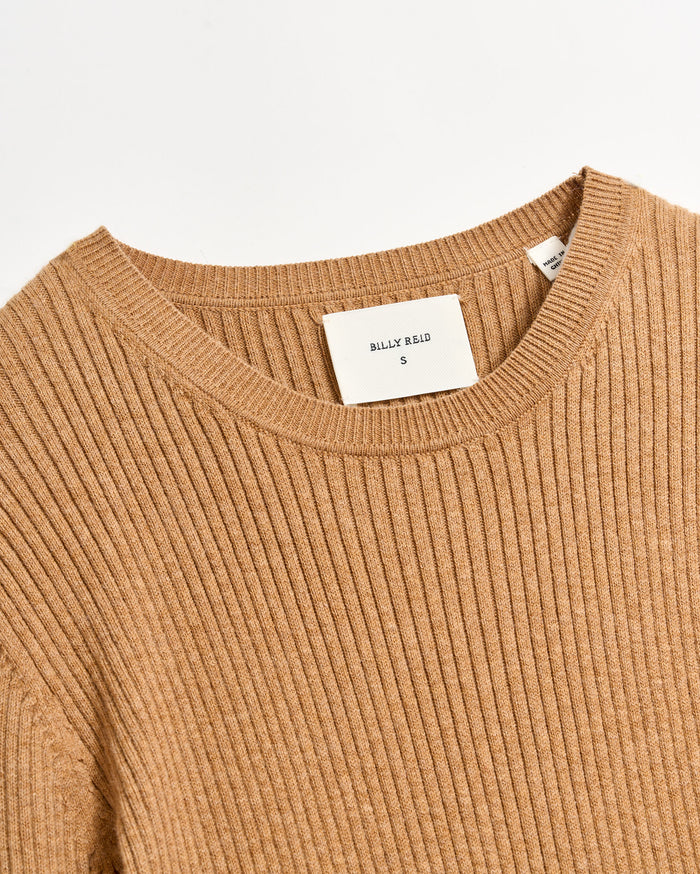 Long Sleeve Rib Crew in Billy's Brown