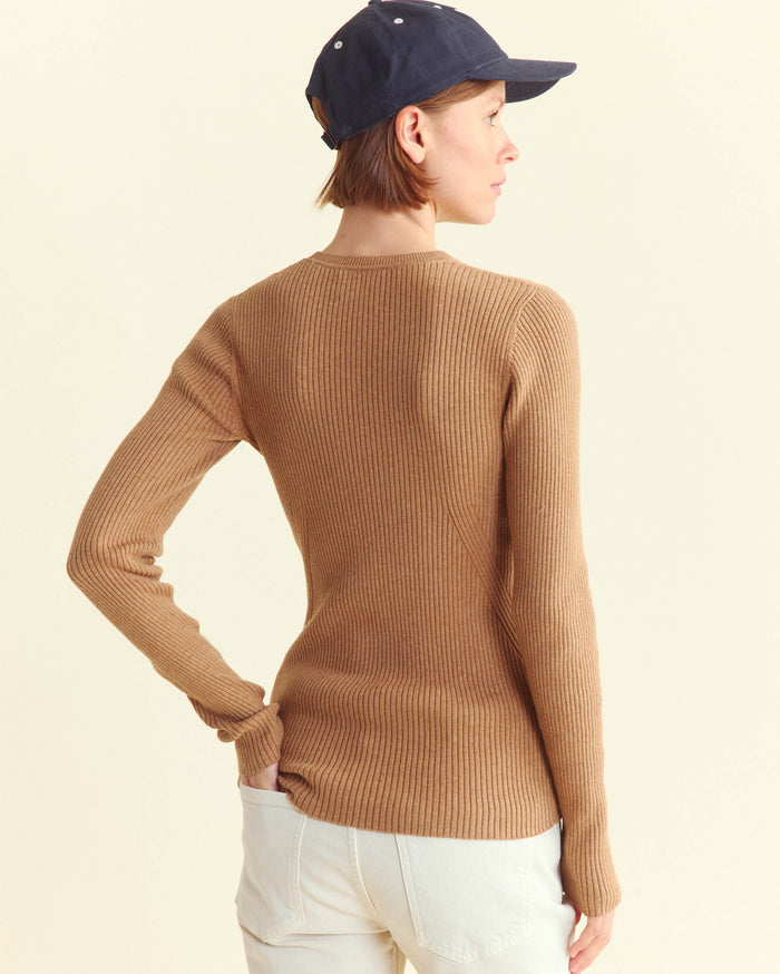 Long Sleeve Rib Crew in Billy's Brown