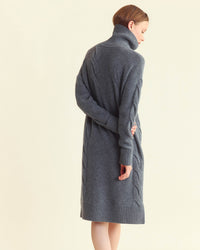 Fading Cable Sweater Dress in Charcoal