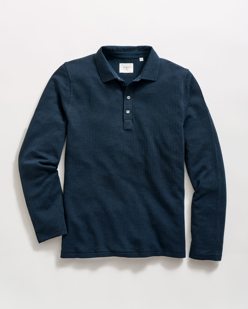 Long Sleeve Herringbone Polo