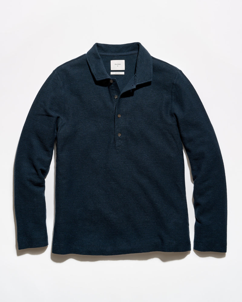 Long Sleeve Hemp Cotton Twill Polo