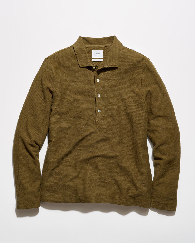 Long Sleeve Hemp Cotton Twill Polo