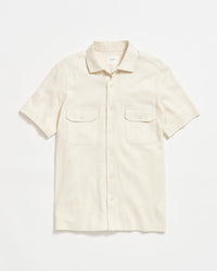 Short Sleeve Hemp Cotton Knit Shirt in Tinted White