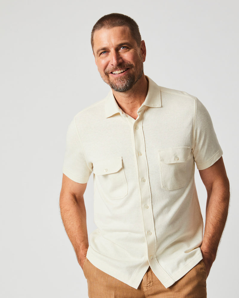 Short Sleeve Hemp Cotton Knit Shirt