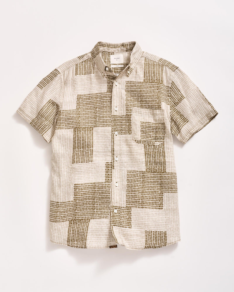 Short Sleeve Brick Patchwork Tuscumbia Shirt Button Down
