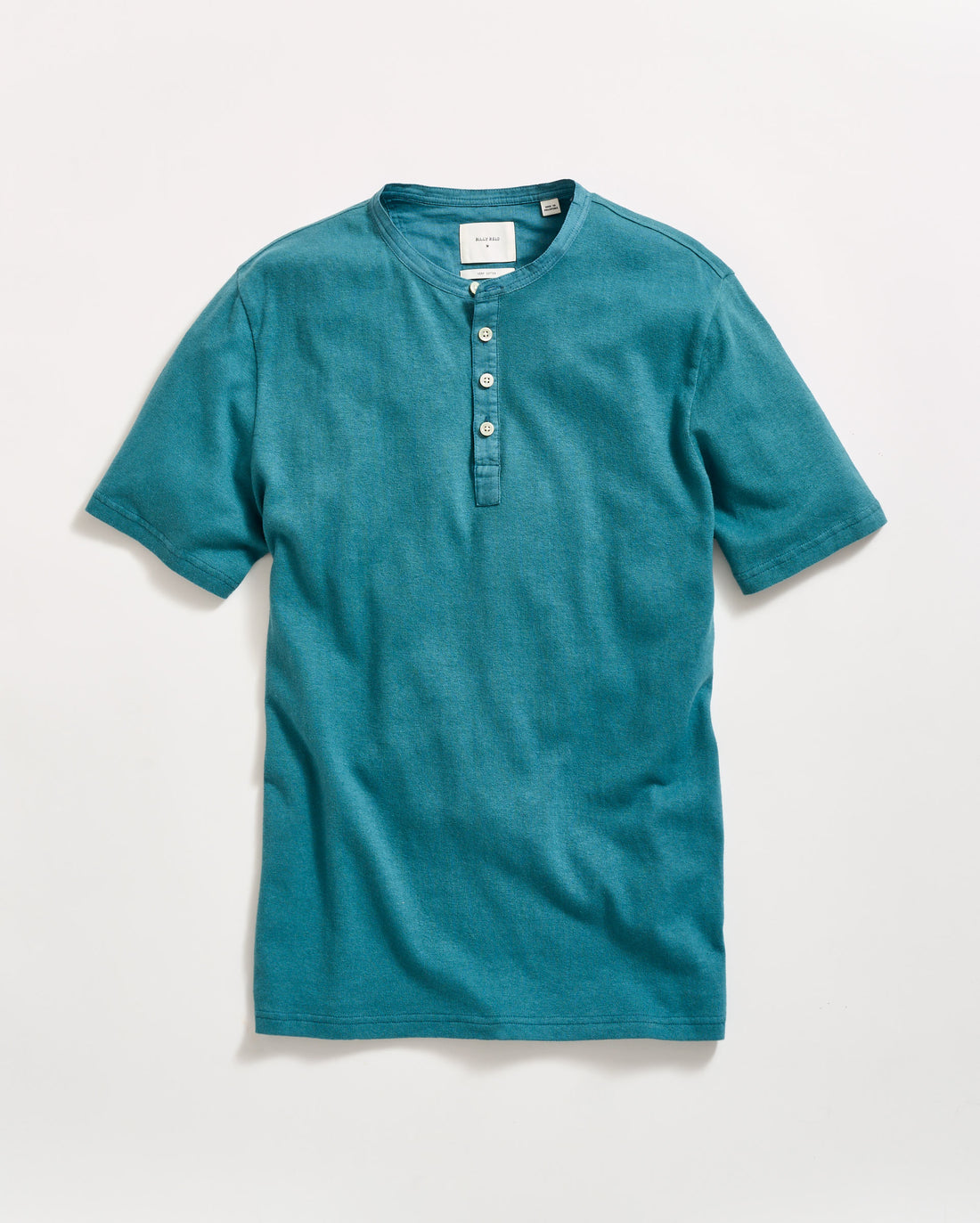 Short Sleeve Hemp Cotton Henley in Washed Lake Blue