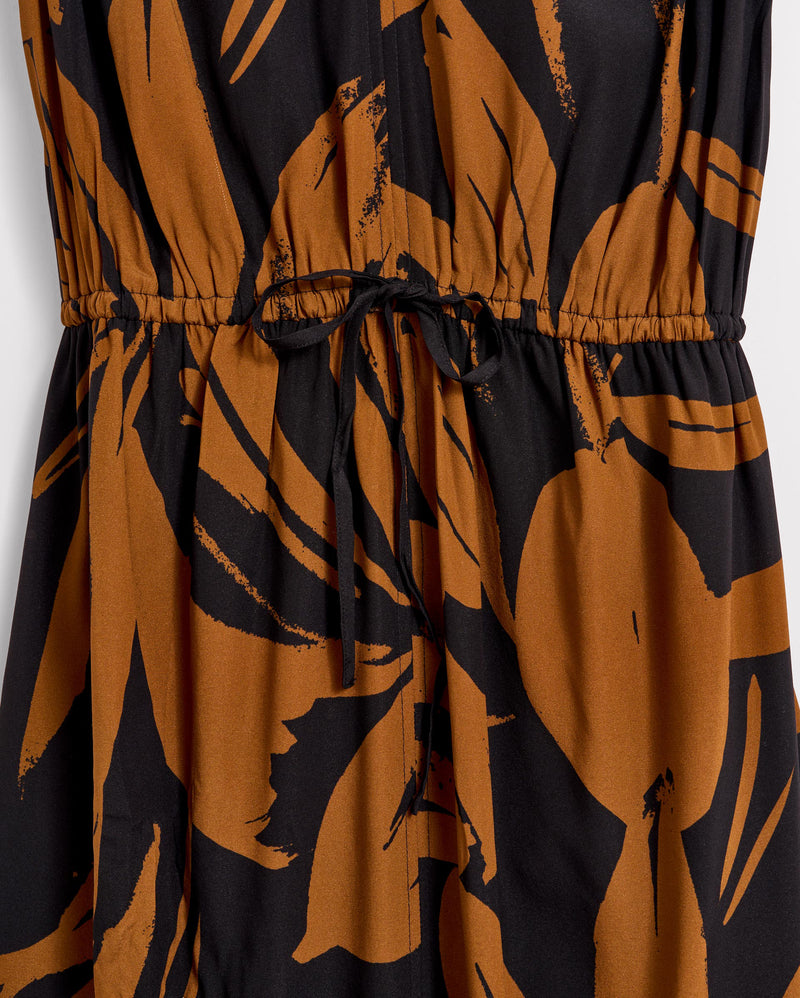 Silk Brush Stroke V-Neck Maxi Dress