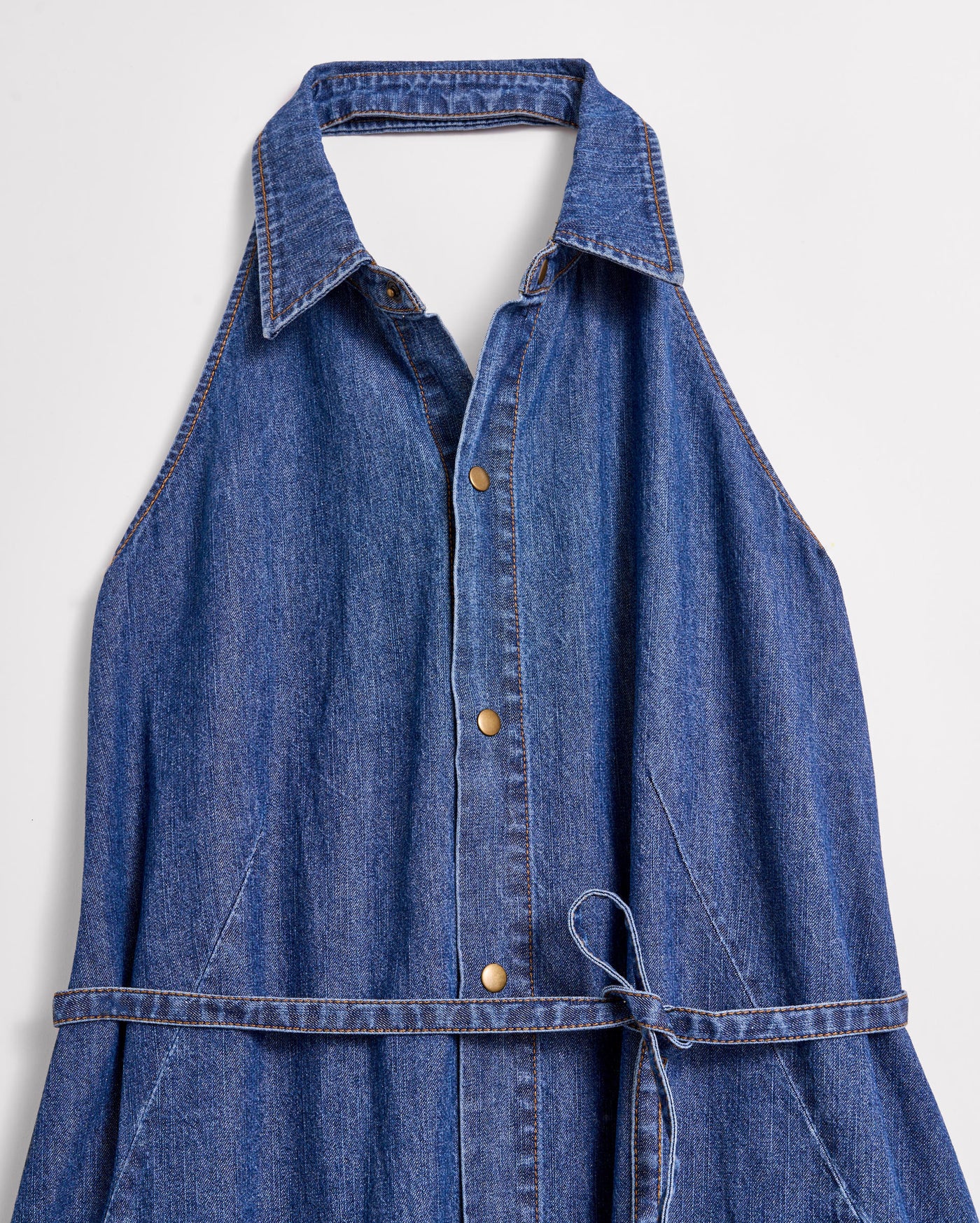 Denim Halterneck Shirt Dress