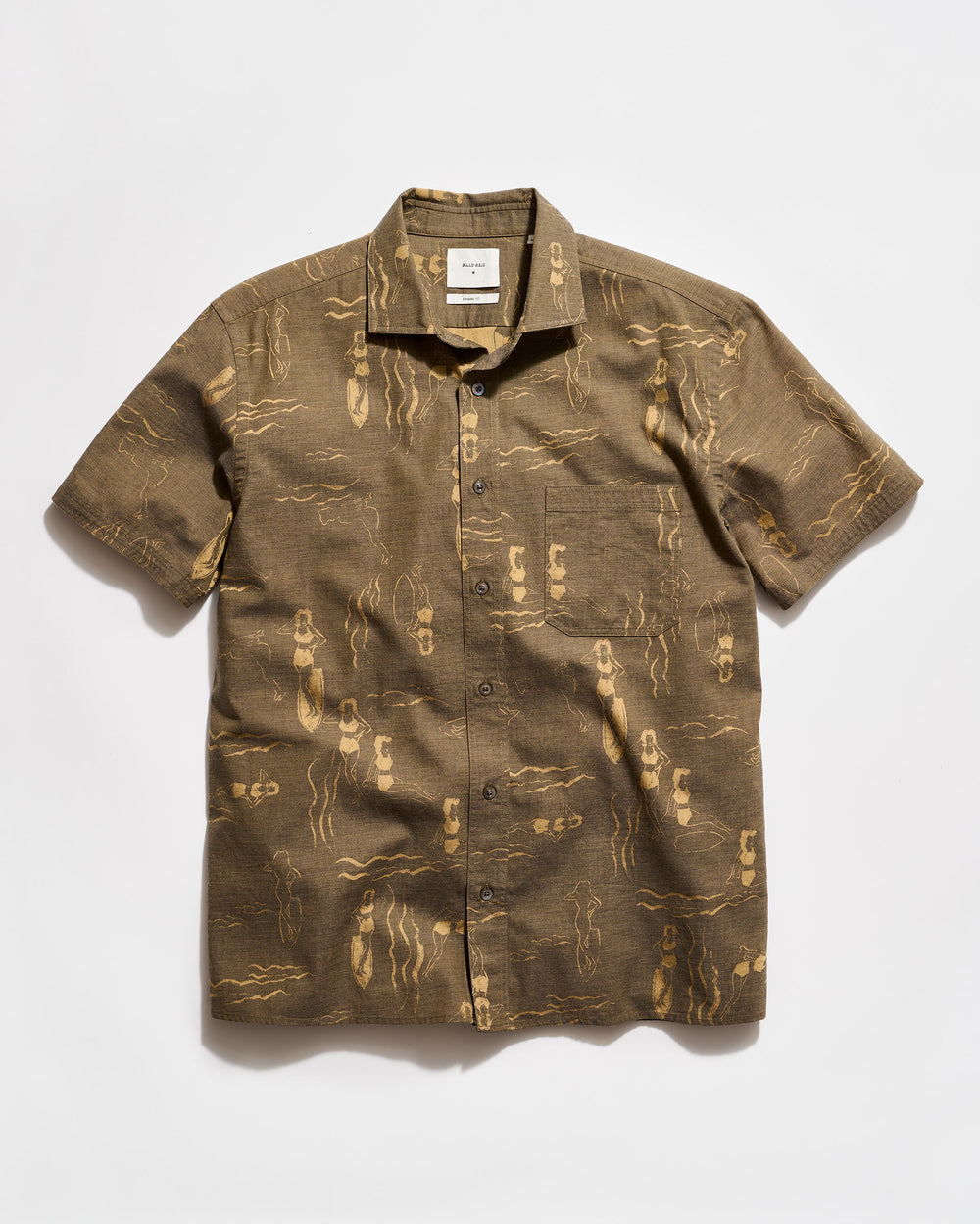 Brown patterned shirt on a white background