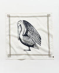 Black and white illustration of a bird on a white background