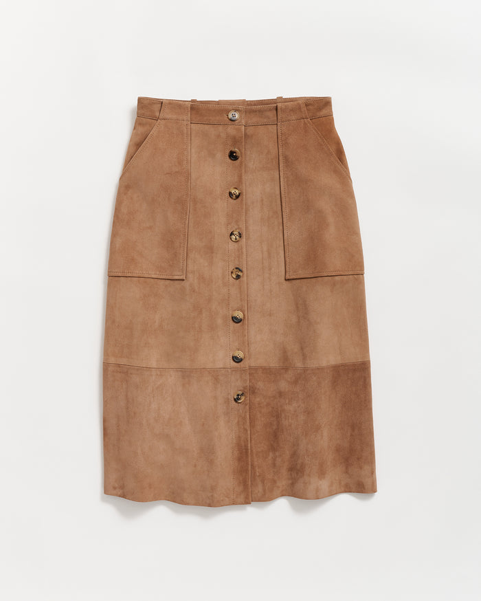 Mitchell Suede Skirt in Taupe