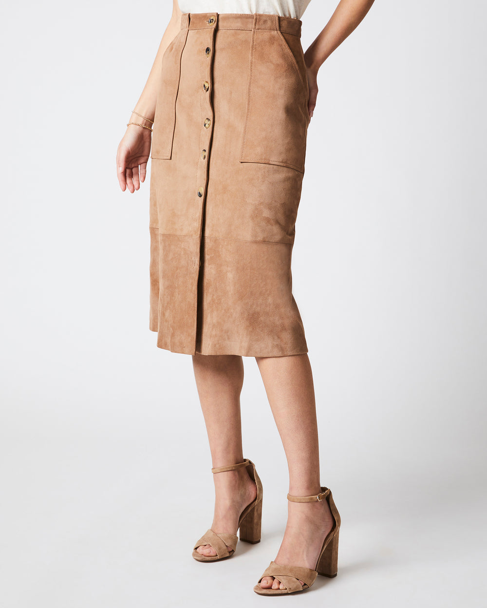 Mitchell Suede Skirt in Taupe