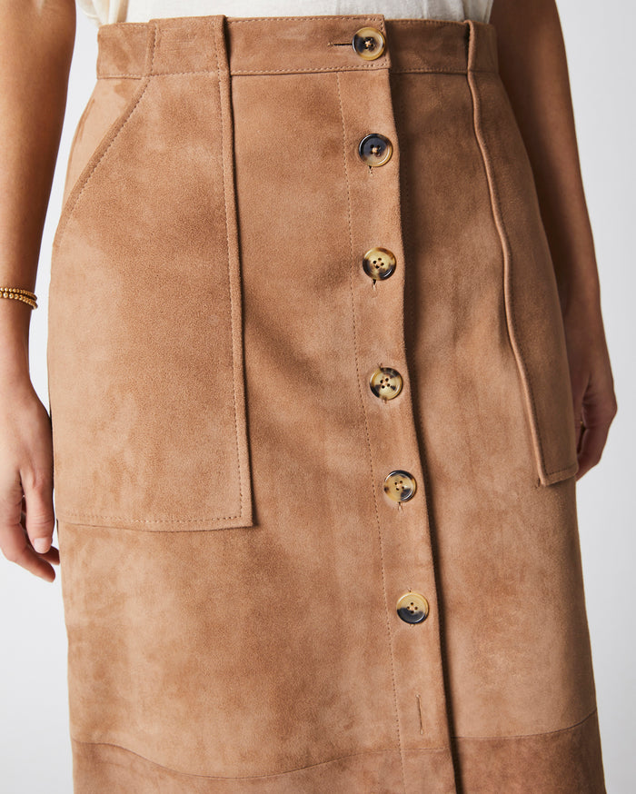 Mitchell Suede Skirt in Taupe