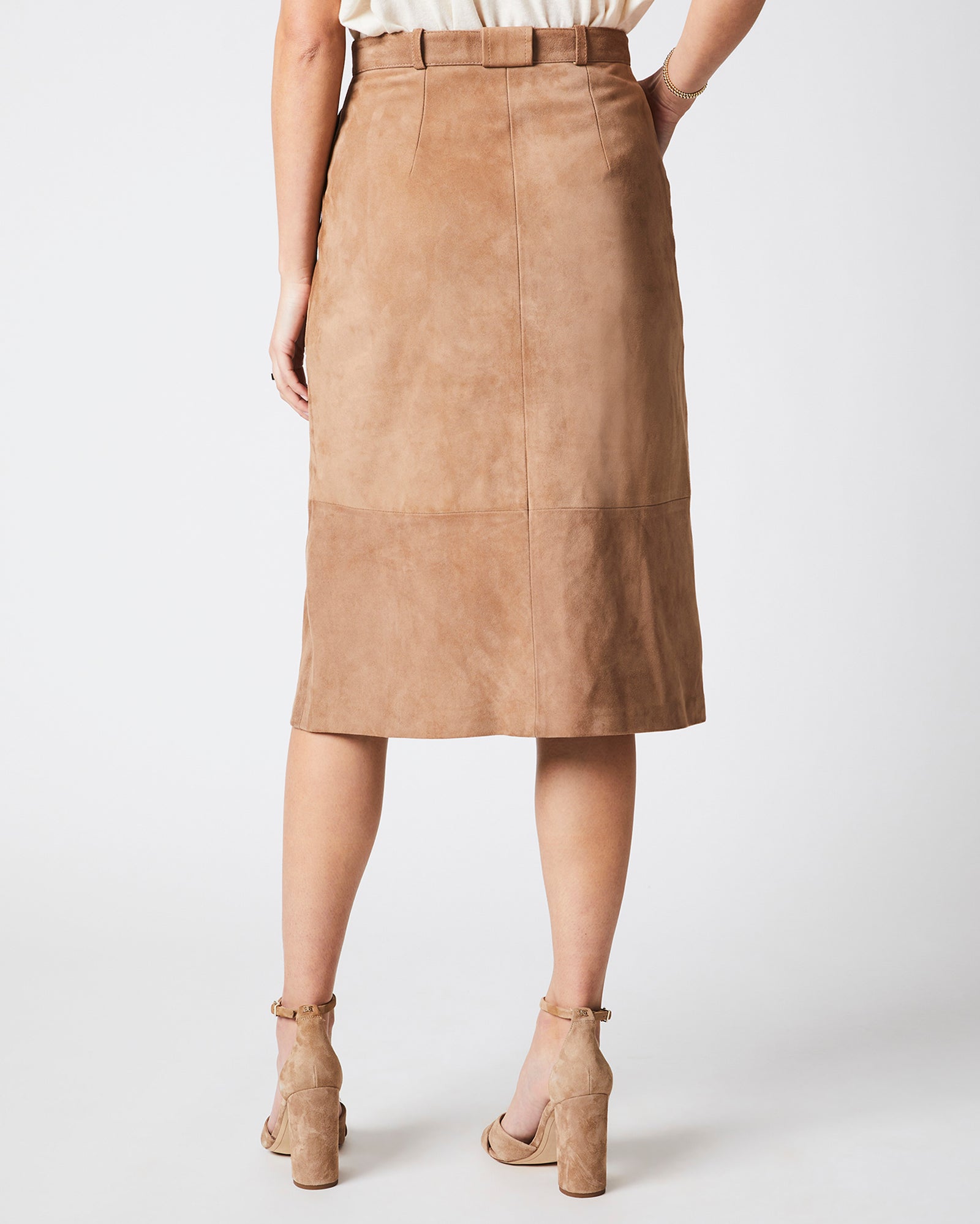 Mitchell Suede Skirt in Taupe